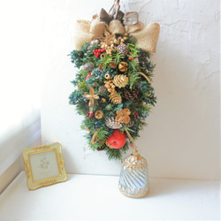 大きなクリスマススワッグ・リンゴ・木の実・レモン・豪華な飾り付けのスワッグ 4枚目の画像