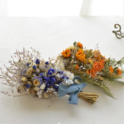 母の日 ギフト ドライフラワーのスワッグ・涼しげなブルーの花とブルースターチスが夏のお部屋にさわやかさを呼ぶスワッグ 7枚目の画像