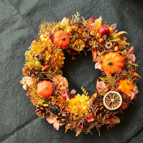【残り１個】ハロウィンリース・毎年飾れるおしゃれな秋リース　 3枚目の画像