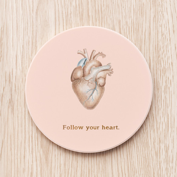 follow your heart心臟客製陶瓷杯墊/醫生 護士 護理師 禮物 夢想 第1張的照片