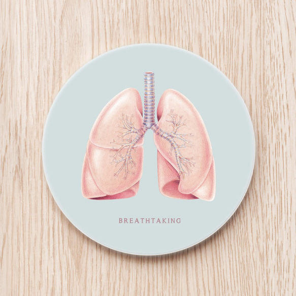 息をのむ肺セラミックコースター解剖学科学臓器カスタマイズされたギフト 1枚目の画像