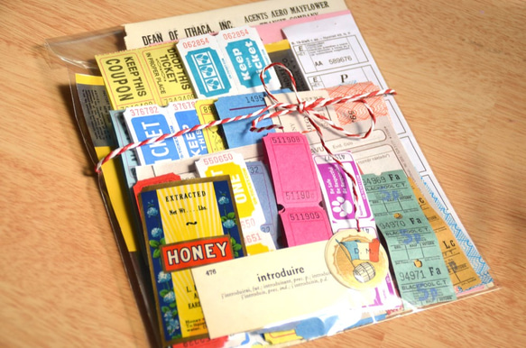 紙モノ アソート 福袋 ラベル チケット ラッピング コラージュに 1枚目の画像