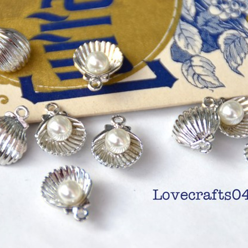 Silver パール＆シェル チャーム**チャーム*パーツ チャーム ☆プロフ  