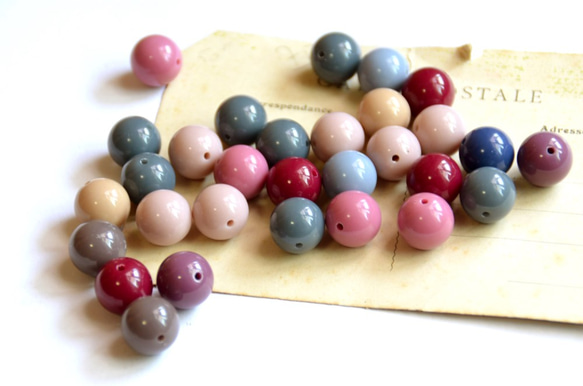 アンティーク風*Autumn mix colors beads 10mm　30個*大人カラー*秋色 ビーズ 1枚目の画像