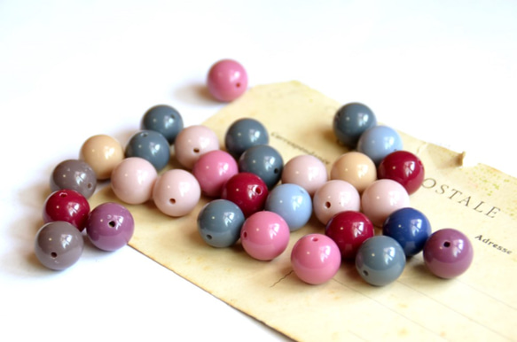 アンティーク風*Autumn mix colors beads 10mm　30個*大人カラー*秋色 ビーズ 2枚目の画像