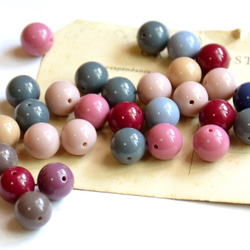 アンティーク風*Autumn mix colors beads 14mm 15個*大人カラー*秋色 ビーズ 1枚目の画像