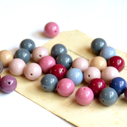 アンティーク風*Autumn mix colors beads 14mm 15個*大人カラー*秋色 ビーズ 2枚目の画像