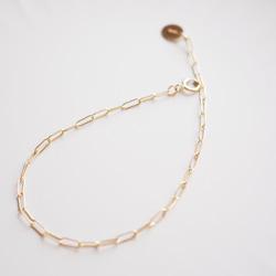 14kgf　スクエアチェーンブレスレット　14kgf刻印プレート　ゴールドフィルド　華奢　シンプル　つけっぱなしOK 3枚目の画像