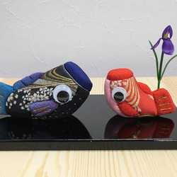 木目込み　ペア鯉のぼり＃１（置台付き）　端午の節句　五月人形　置き物 4枚目の画像