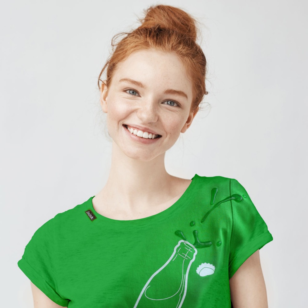 bottle   "ボトルからソーダが吹き出すTシャツ" （グリーン）