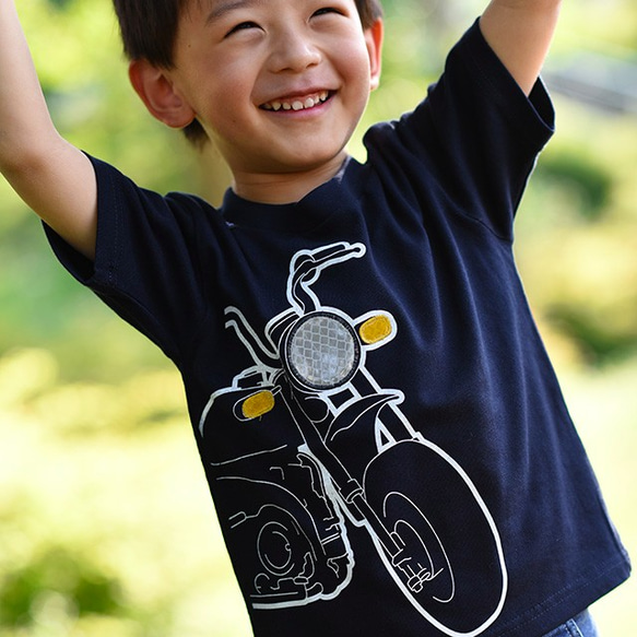 KIDS motorbike Tシャツ　"バイクのライトが光るTシャツ" 交通安全に役立つ！ 2枚目の画像