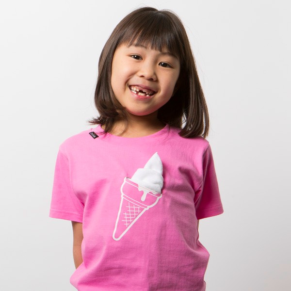 ピンク アイスクリームアイコニックプリントクルーネックTシャツ