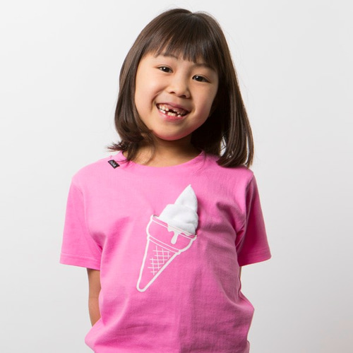 アイスクリームアイコニックプリントクルーネックTシャツ ピンク Icecream Tシャツ/アイスクリームTシャツ/プリントTシャツ