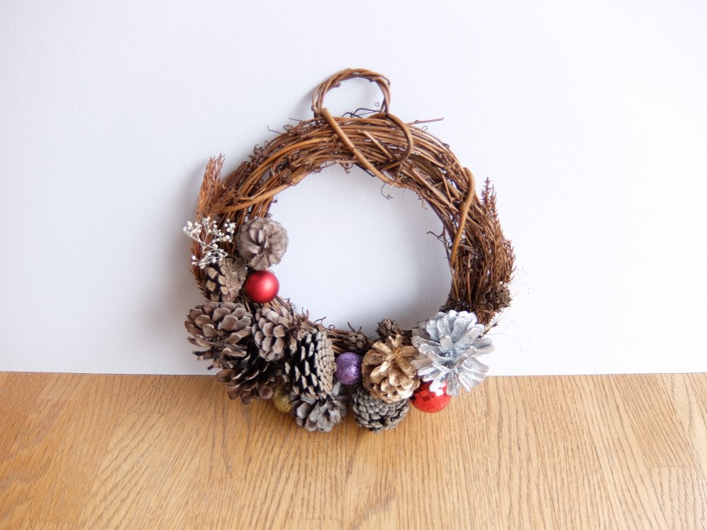 【ハンドメイド】木の実の和風リース　　約39㎝ ハンドメイド】木の実の和風リース約39㎝