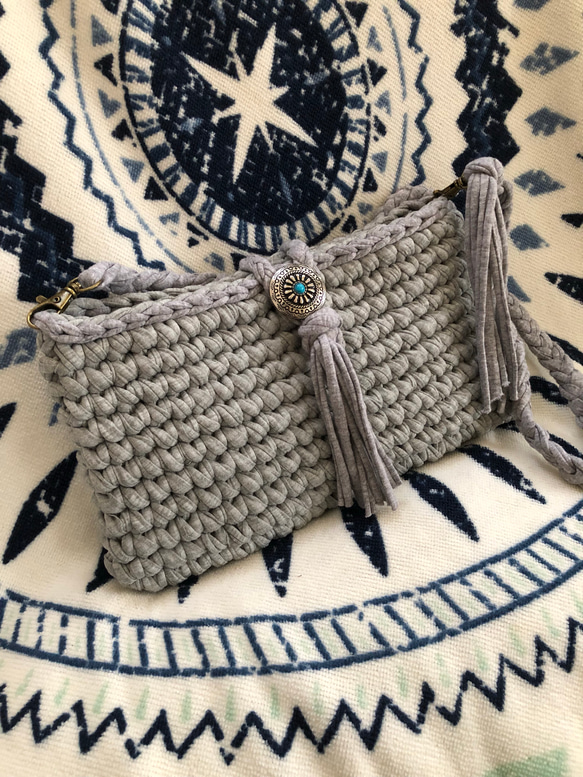 ショルダーバッグ.Tシャツヤーン.ズパゲッティ ショルダーバッグ