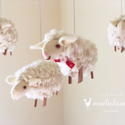 もふもふ毛糸の羊モビール(ホワイト) 3枚目の画像