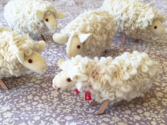 もふもふ毛糸の羊モビール(ホワイト) 6枚目の画像