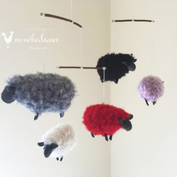 もふもふ毛糸の羊モビール(ROOP) 2枚目の画像