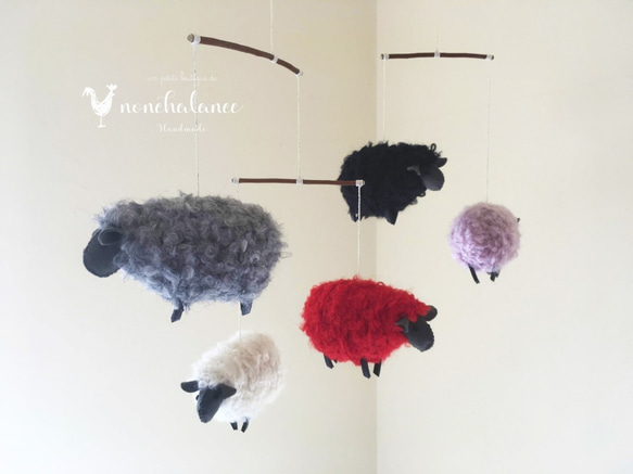 もふもふ毛糸の羊モビール(ROOP) 2枚目の画像