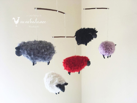 もふもふ毛糸の羊モビール(ROOP) 3枚目の画像