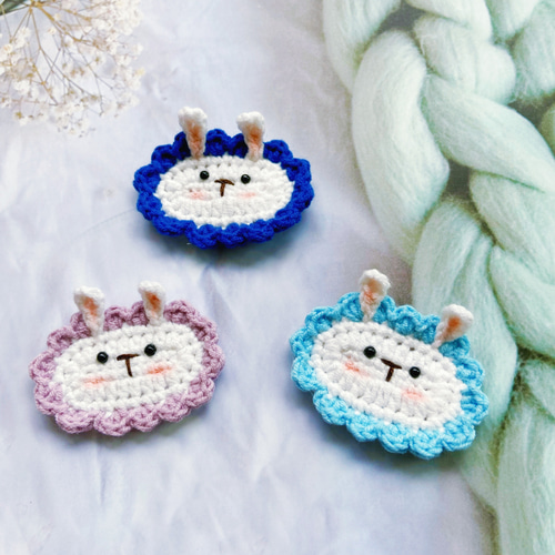 RH02編みウサギ レース パッチン留め ヘアクリップ ヘアピン