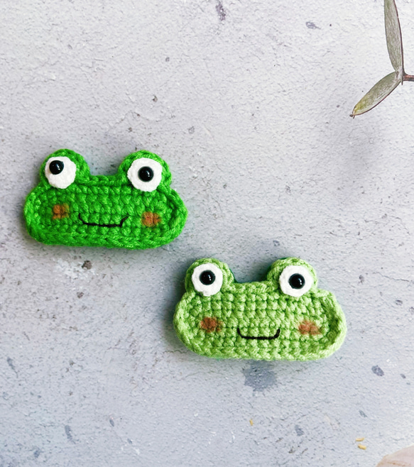 RH05編み蛙ちゃん パッチン留め ヘアクリップ ヘアピン ヘア