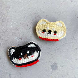 RH09編み柴犬 パッチン留め ヘアクリップ ヘアピン ヘアアクセサリー