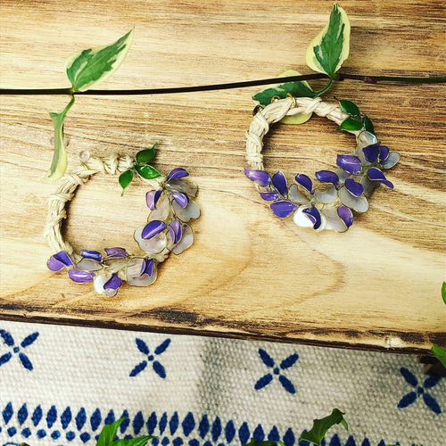 ディップアート】藤の花冠 イヤリング・ノンホールピアス
