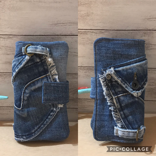 デニムリメイクiPhoneケース6.6s.7.8.xs お財布携帯にも♩ iPhone  