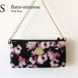 夜桜のようなプリントハラコのお財布ショルダーバッグ【flatto-minirose(小)】本革ハラコ 1枚目の画像