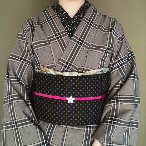 ブラウン×ベージュのグレンチェック木綿着物 着物 花鹿 kajika 通販