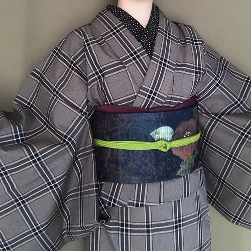 ブラウン×ベージュのグレンチェック木綿着物 着物 花鹿 kajika 通販