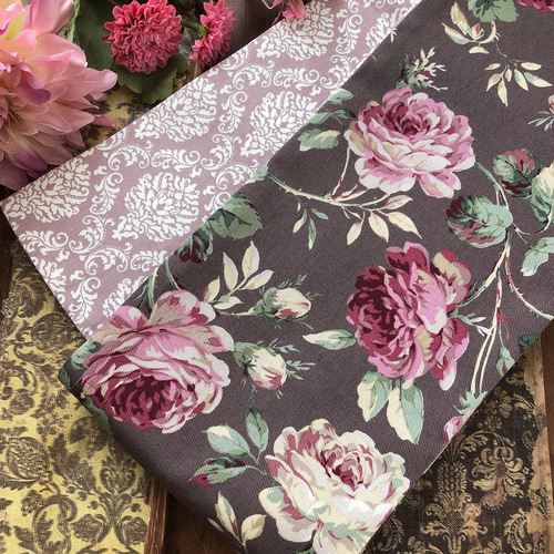 クラシカルな薔薇柄リバーシブル半幅帯 和装小物(帯・半襟) 花 クラシカルな薔薇柄リバーシブル半幅帯 和装小物(帯・半襟) 花