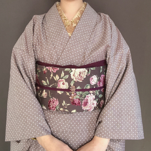 HEH-8 半幅帯 薔薇　リバーシブル　ポリエステル　美品 HEH-8 半幅帯 薔薇 リバーシブル ポリエステル 美品 - メルカリ