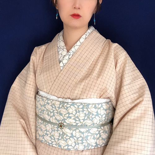すっきりしっとり格子柄綿麻浴衣/ベージュ 浴衣 花鹿 kajika