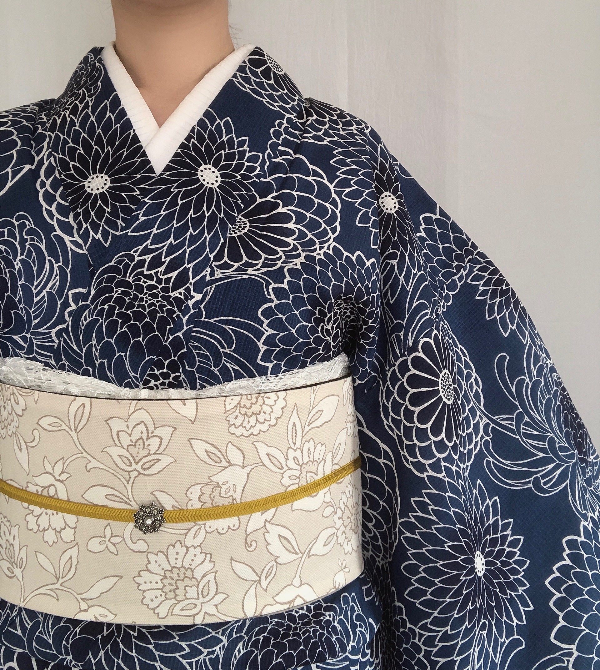 浴衣（新品未使用品） 藍染 菊柄