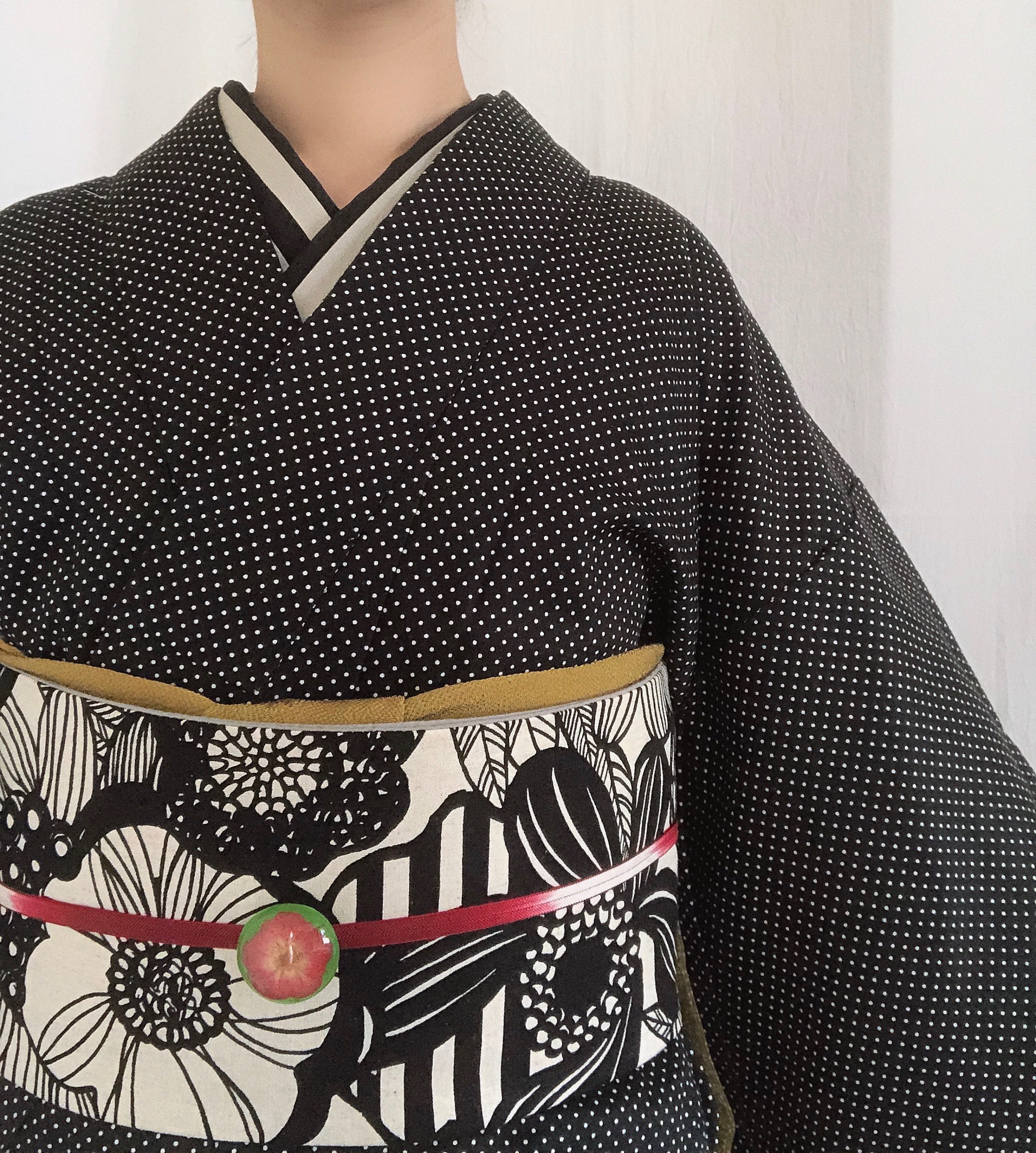 シックでキュートなピンドット柄木綿着物 着物 花鹿 kajika 通販