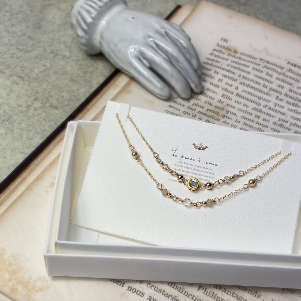 Candy charm 14KGF2連Bracelet/ラブラドライト