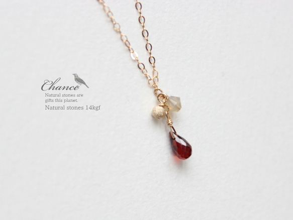 Chance14kgf Necklace Garnet/ネックレス・ガーネット 2枚目の画像