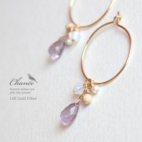 Chance 14KGF ピアス/アメジストAAA ピアス（フープ） Urim