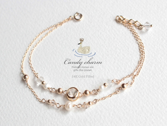 Candy charm Bracelet クリスタル 14KGF 1枚目の画像