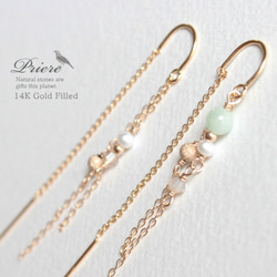 Priere 14K Gold filled ピアス/翡翠 2枚目の画像