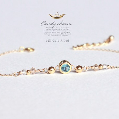 Candy charm 14KGFブレスレット/ロンドンブルートパーズ ブレスレット