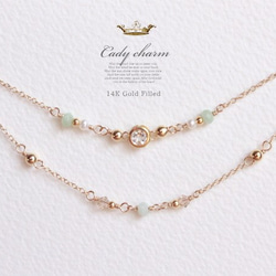 Candy charm 14KGF2連Bracelet/翡翠/5月誕生石 5枚目の画像