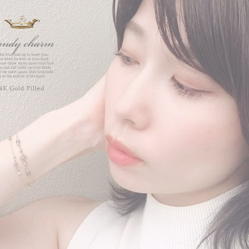 Candy charm 14KGF2連Bracelet/シトリン×トパーズ/11月誕生石