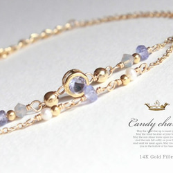 Candy charm 14KGF2連Bracelet/タンザナイト/12月誕生石 2枚目の画像