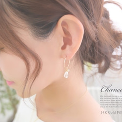 Chance 14KGF pierced earrings Garnet/フープピアス・ガーネット 3枚目の画像