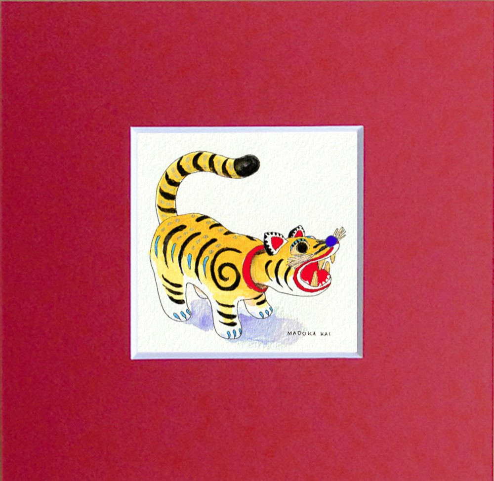 硝子絵 絵画 骨董品 日光 縁起物 昭和39年 虎 アート 額装品