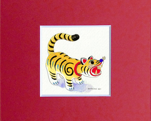 昭和39年 日光 虎 絵画 硝子絵 アート 額装品 骨董品 縁起物 昭和39年