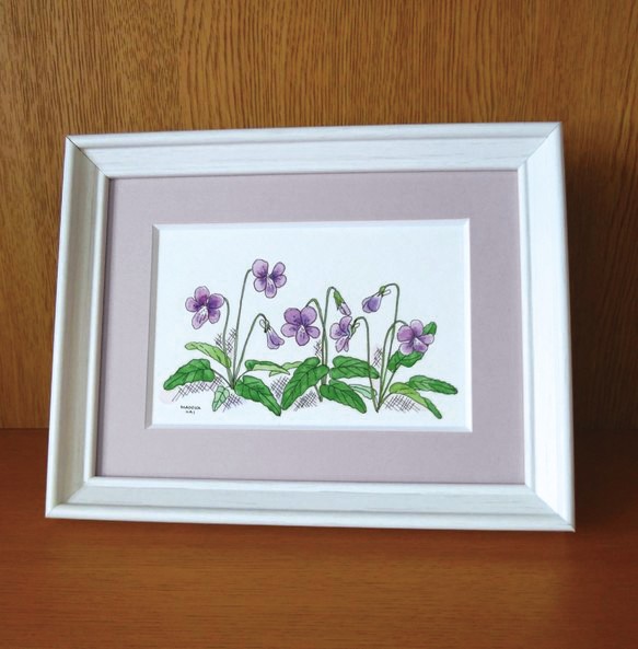 油絵（すみれ）スミレ　訳あり 油絵（すみれ）スミレ 訳あり 可憐なスミレの油絵 - 薔薇と天使の